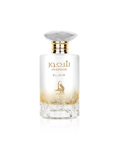 al absar Shahoor Elixir perfume bottle on a white background