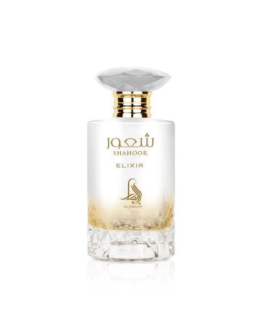 al absar Shahoor Elixir perfume bottle on a white background