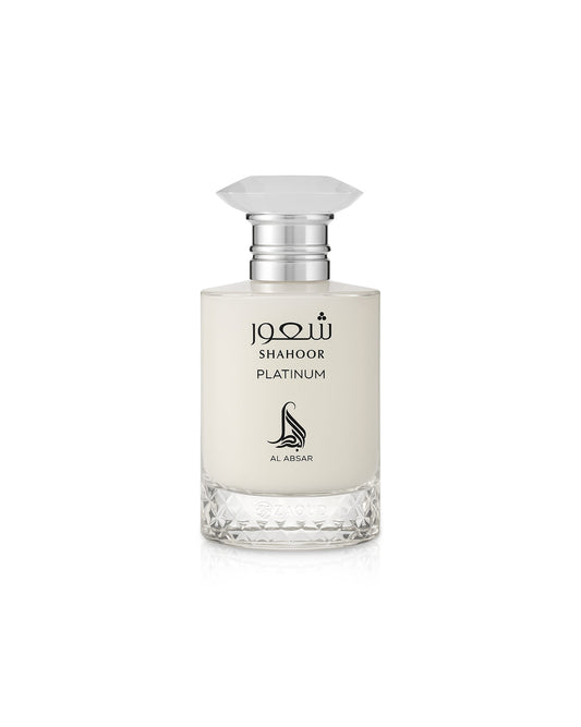 al absar shahoor platinum perfume bottle shows against white background