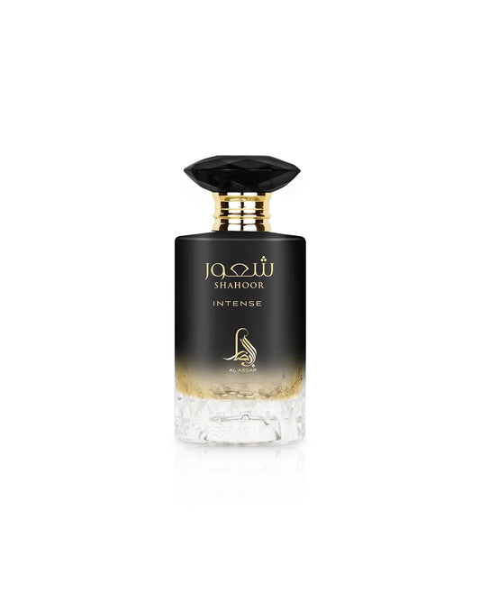 al absar Perfume bottle labeled 'Shahoor Intense' on a white background