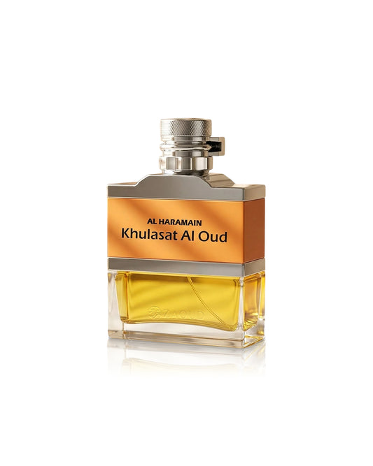 al haramain khulasat al oud perfume bottle shows against white background