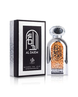 Al wataniah al daiem perfume bottle shows beside packaging against white background