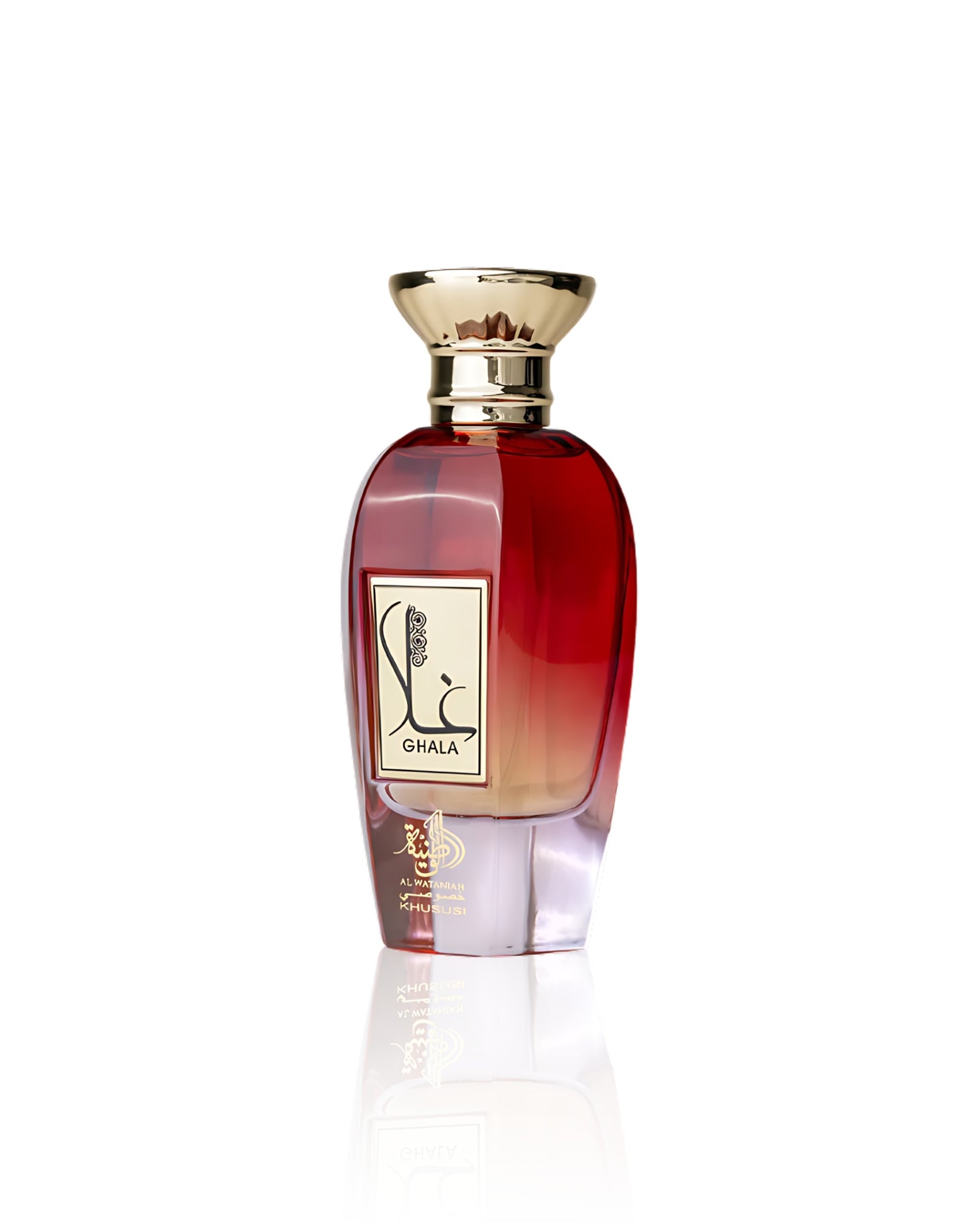 al wataniah ghala perfume bottle against white background