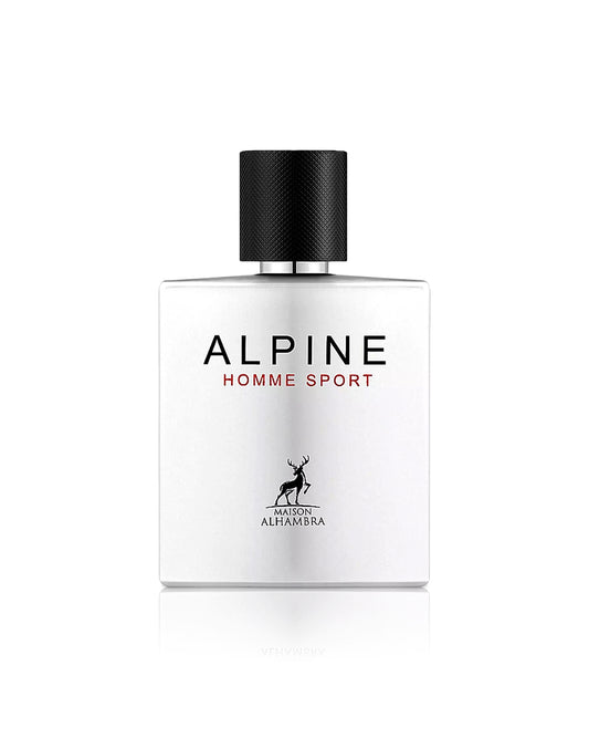 alpine homme sport by maison alhambra perfume bottle shows against white background