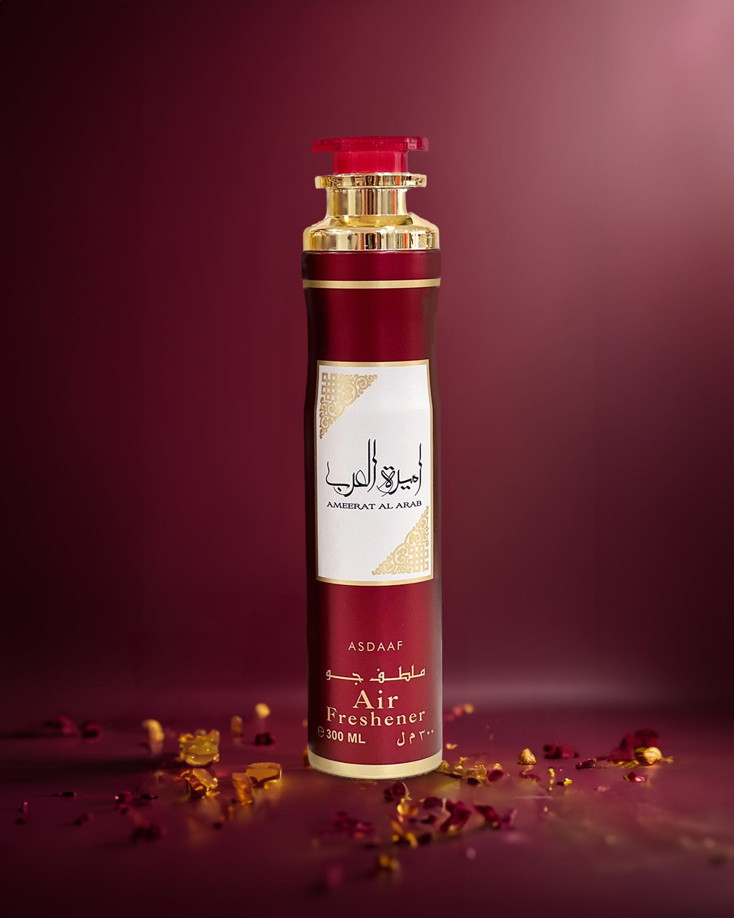 ameerat al arab air freshener bottle photograph inside room besides reddish powder