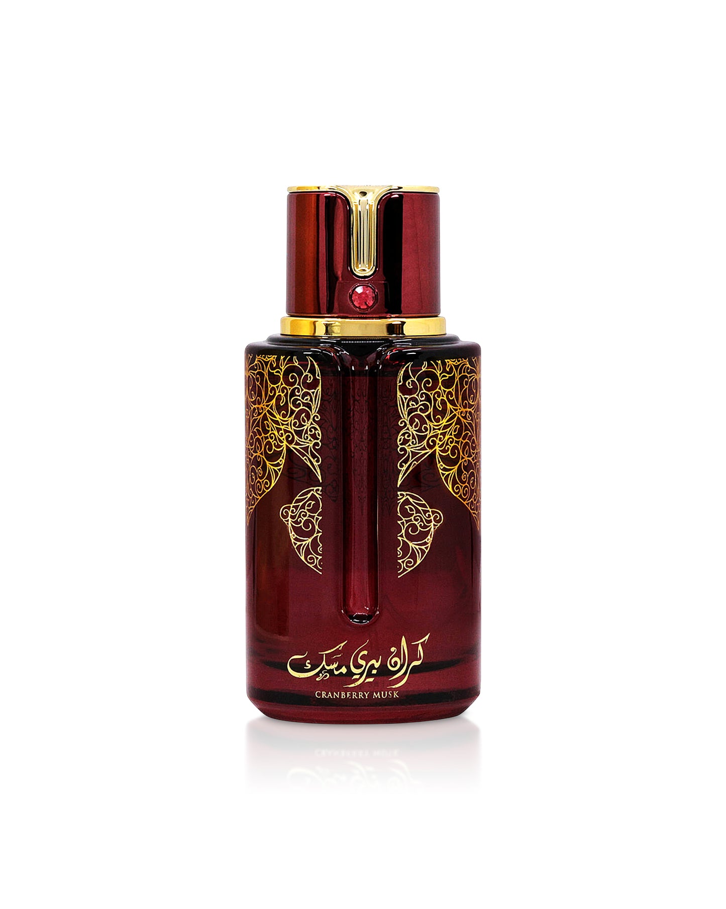 arabiyat cranberry musk perfume bottle shows against white background