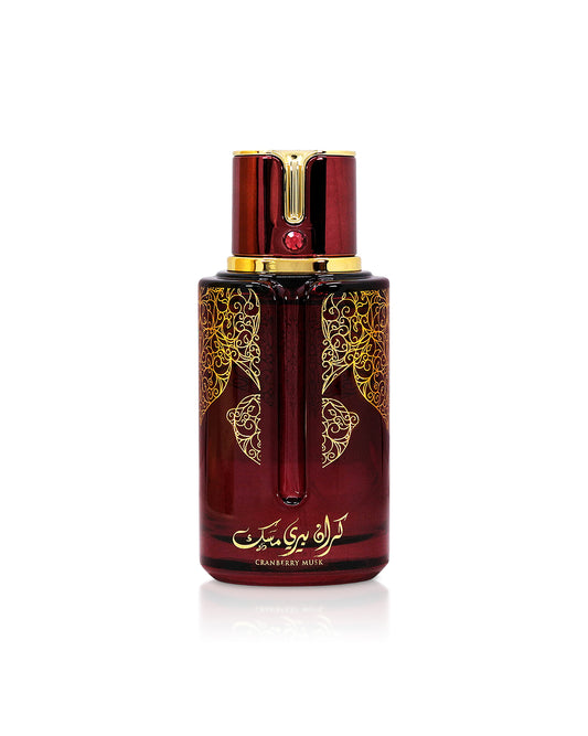 arabiyat cranberry musk perfume bottle shows against white background