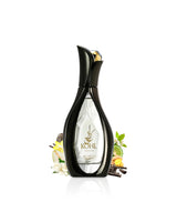 arabiyat prestige Kohl Opulence Black perfume bottle with decorative elements like ginger and jasmine on a white background