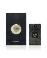 arabiyat prestige noire absolu perfume bottle shows beside its packaging against white background