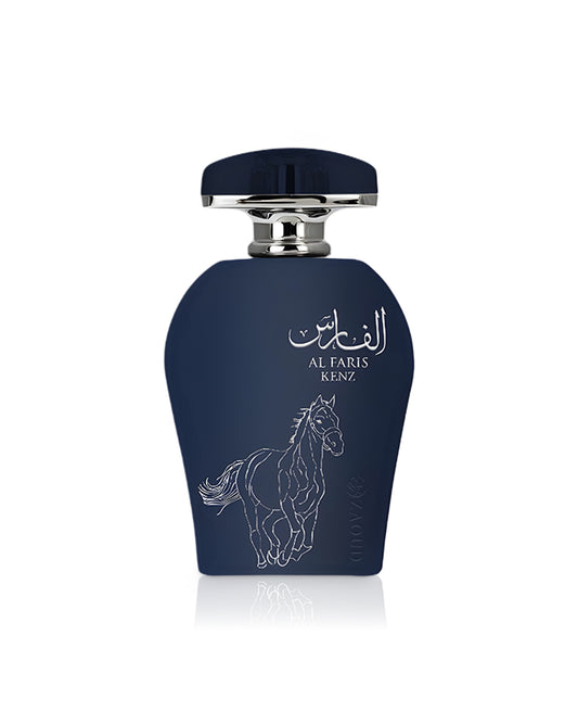 arabiyat restige al faris kenz perfume bottle against white background