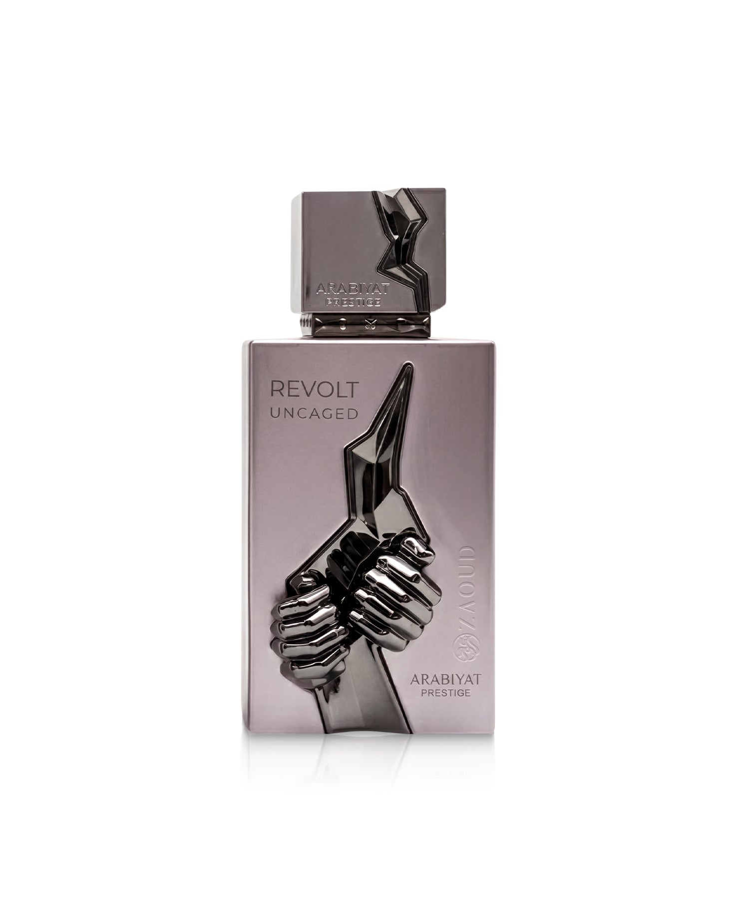 arabiyat prestige revolt uncaged perfume bottle shows against white background