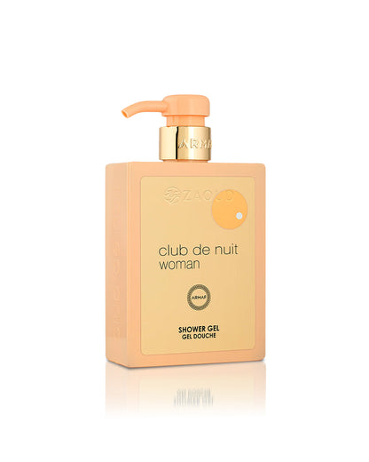 armaf club de nuit woman shower gel bottle shows against white background