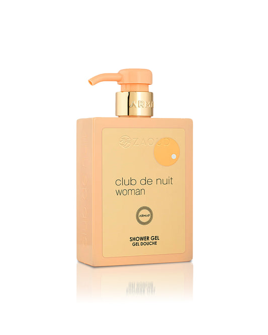 armaf club de nuit woman shower gel bottle shows against white background