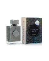 armaf bling perfume shiny bottle shows beside its packaging against white background