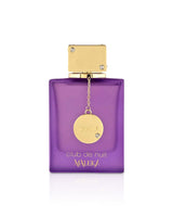 armaf maleka Purple perfume bottle with gold cap and 'Maleka' branding on a white background