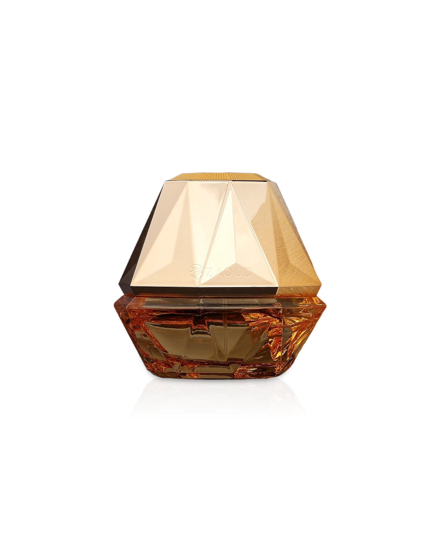 athoor al alam origami Gold geometric jewelry box on a white background