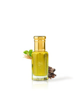 barari perfume oil bottle surrounded with fragrance notes like woods and vetiver shows against white background