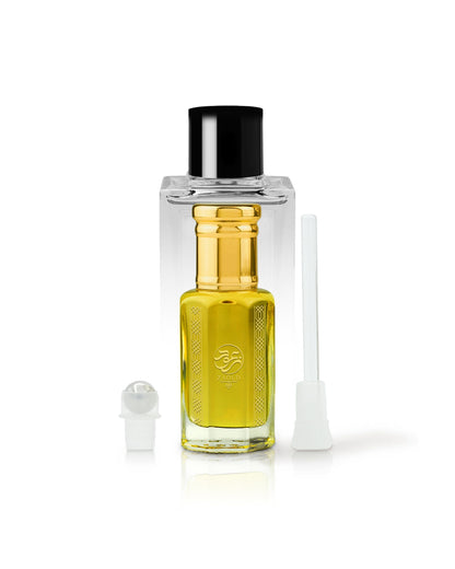 barari perfume oil bottle with roller and stick shows beside against white background