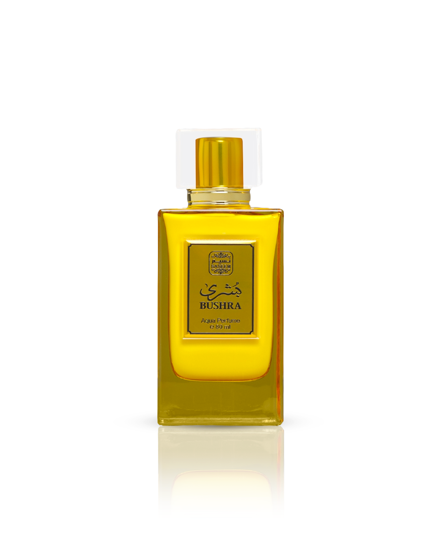 bushra aqua parfum bottle against white background