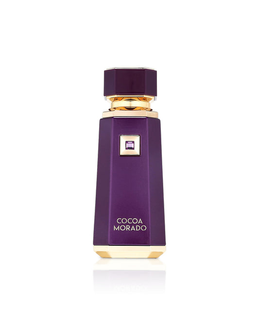 french avenue cocoa morado perfume bottle shows against white background