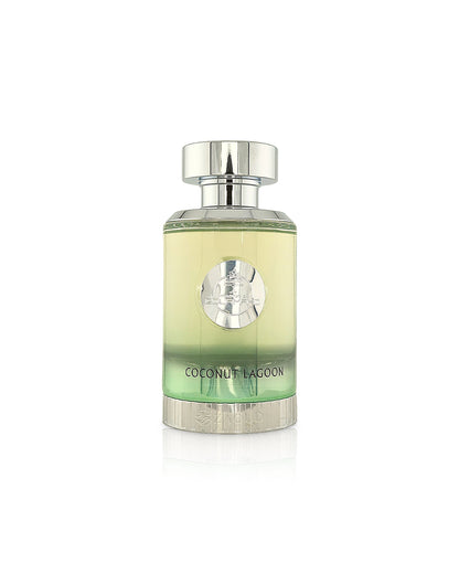 paris corner coconut lagoon perfume bottle shows against white background