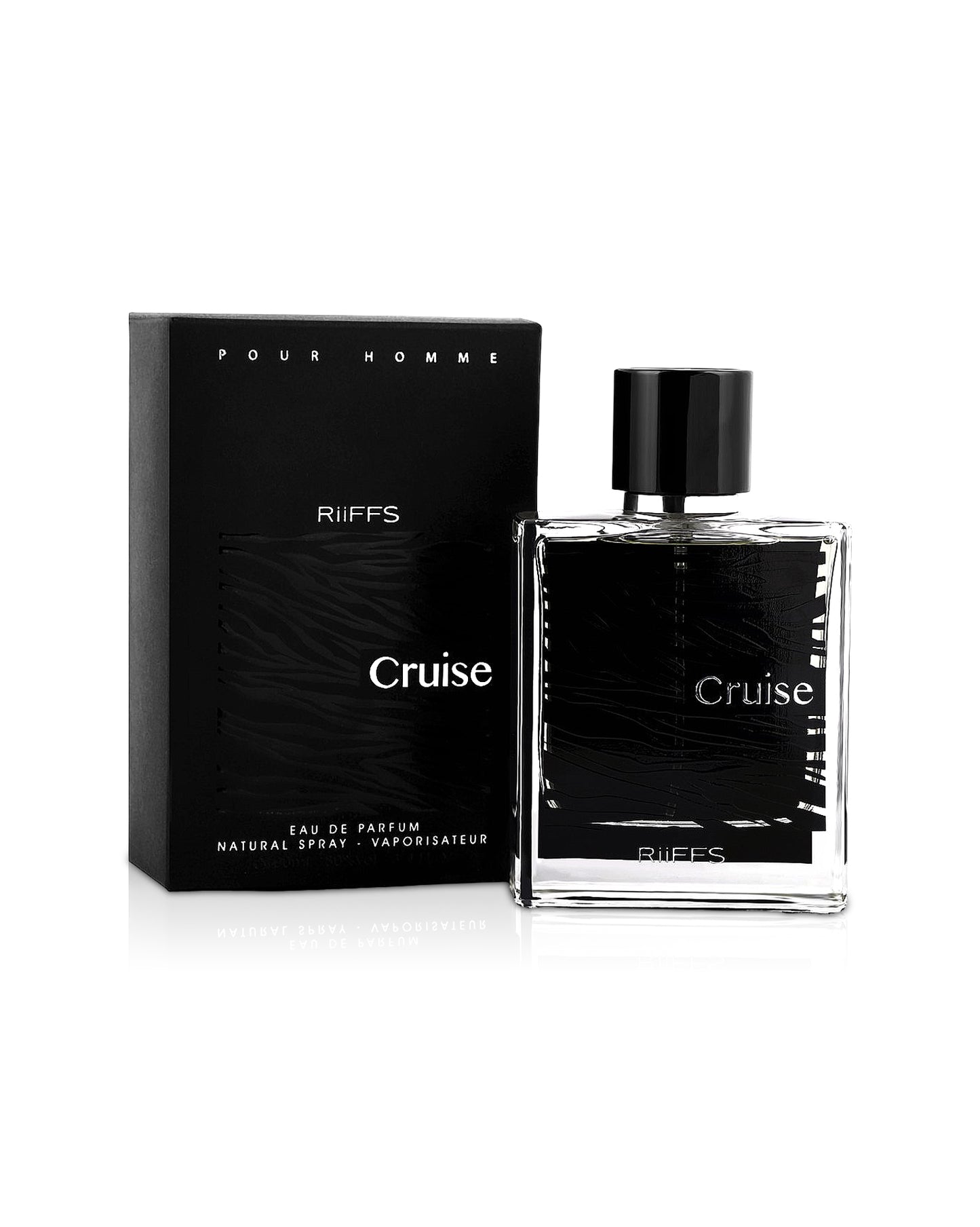 cruise by riiffs perfume bottle shows beside its box against white background