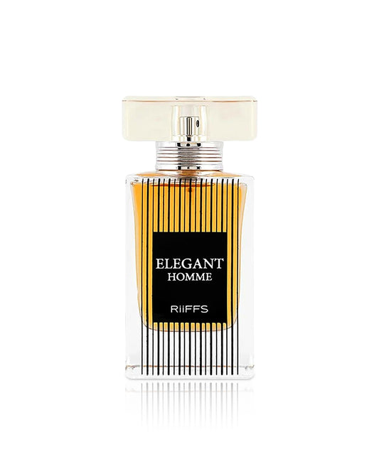 elegant homme by riiffs perfume bottle shows against white background