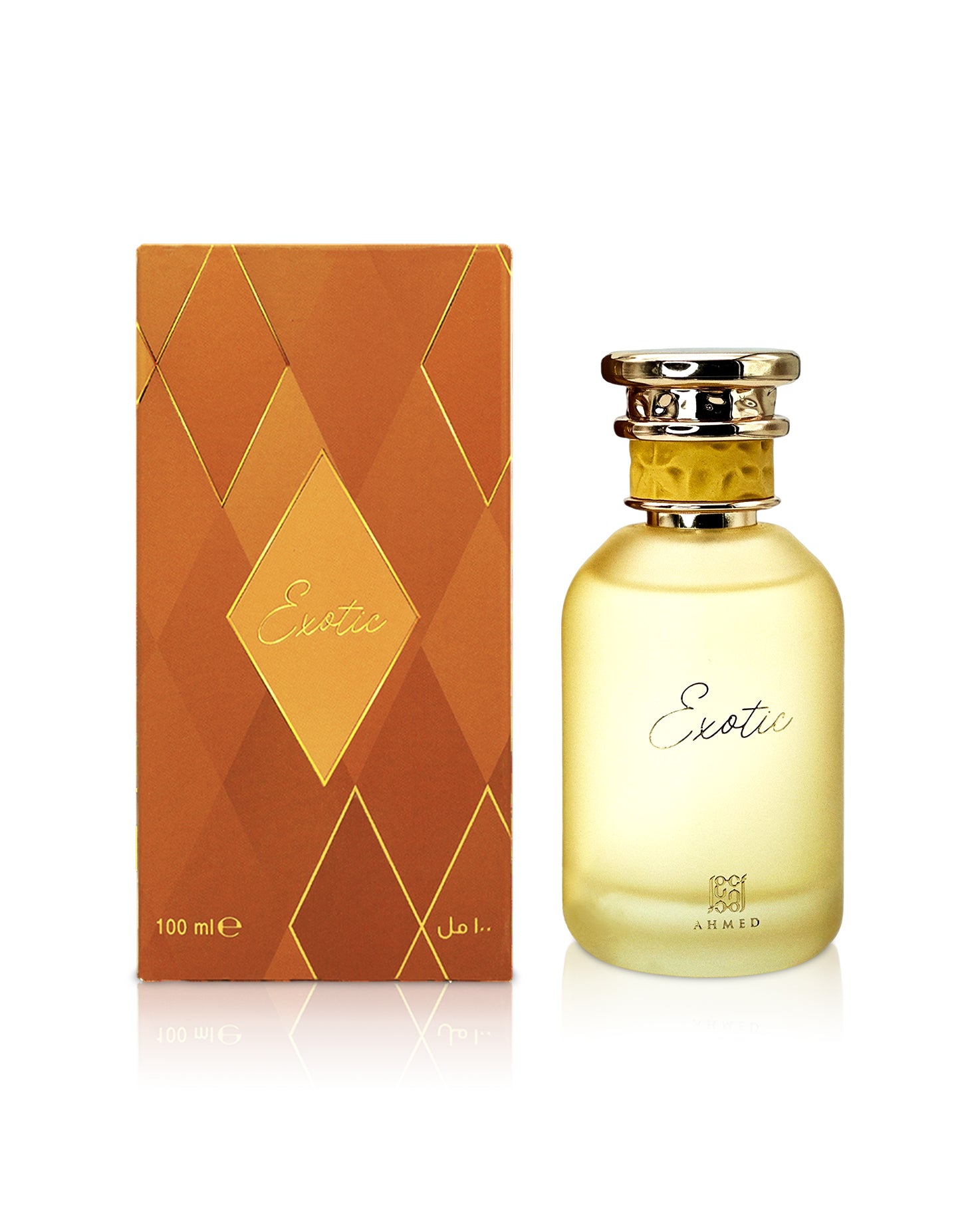 ahmed al maghribi exotic perfume bottle shows beside its box against white background