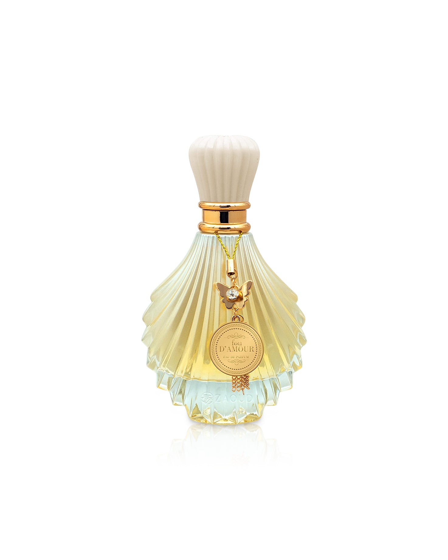 fou d'amour perfume bottle shows against white background