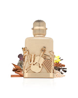 fragrance world notes jazz Decorative bottle with musical instruments and a microphone on a white background