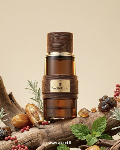 8th Wonder Perfume bottle by french avenue perfume bottle with gold accents on a natural background