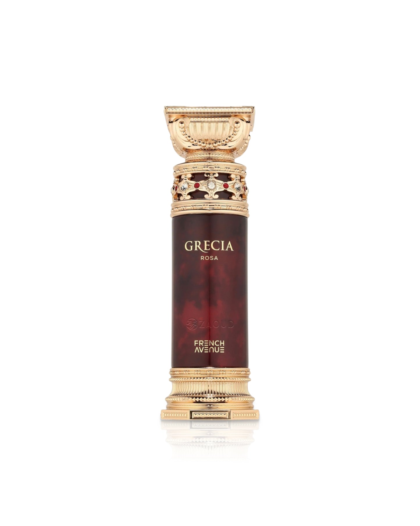 french avenue grecia rosa perfume bottle shows against white background