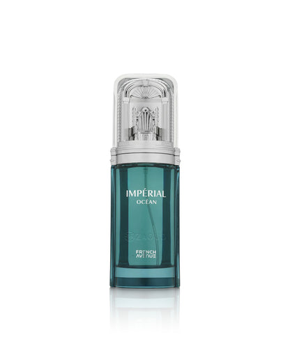 french avenue imperial ocean perfume bottle shows against white background