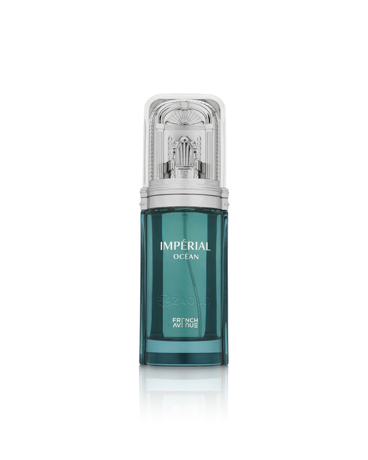 french avenue imperial ocean perfume bottle shows against white background