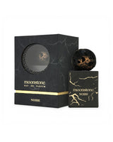 french avenue moonstone noire perfume bottle shows beside its packaging against white background