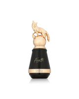 french avenue fierte Perfume bottle with gold cap and black body on a white background