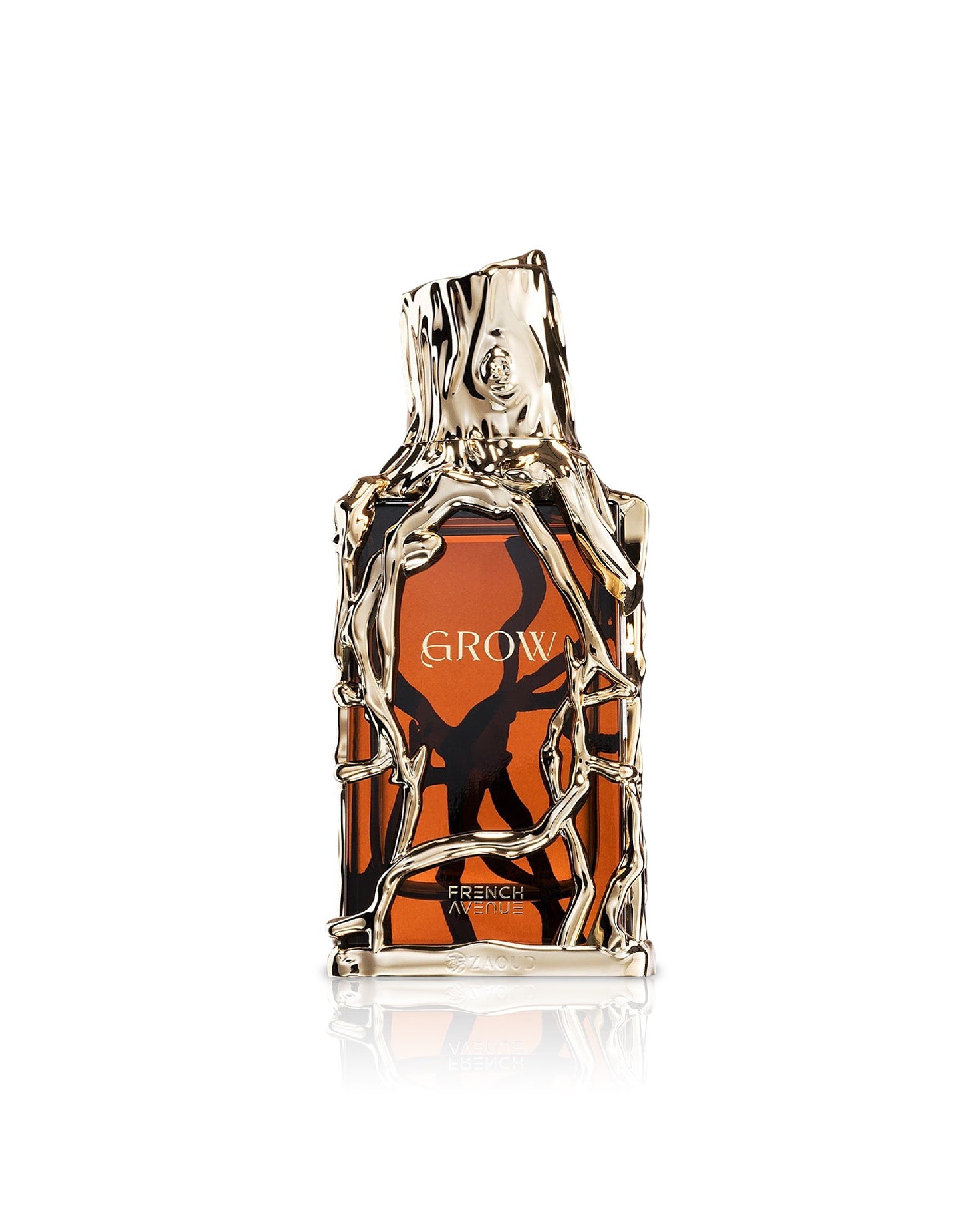 french avenue grow perfume bottle shows against white background