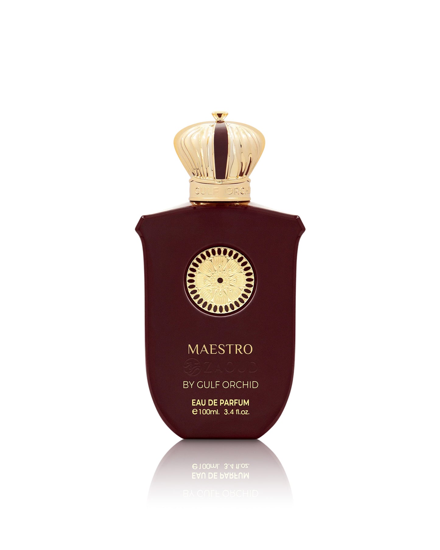 gulf orchid maestro perfume bottle shows against white background