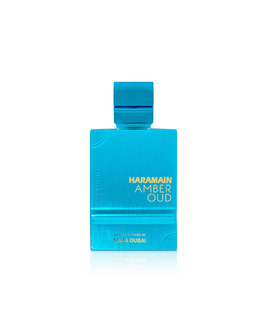 haramain amber oud aqua dubai perfume bottle shows against white background