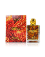 hekayat attar honeyash perfume bottle shows beside its packaging against white background