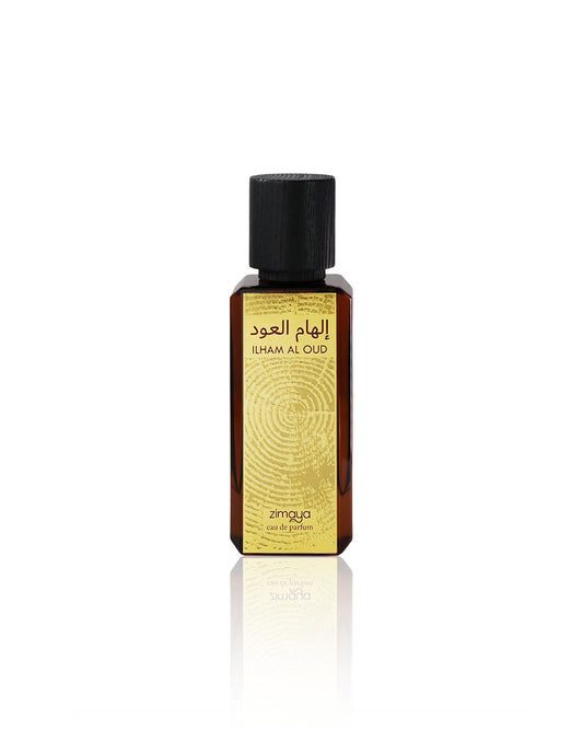 Ilham al oud perfume bottle against white background