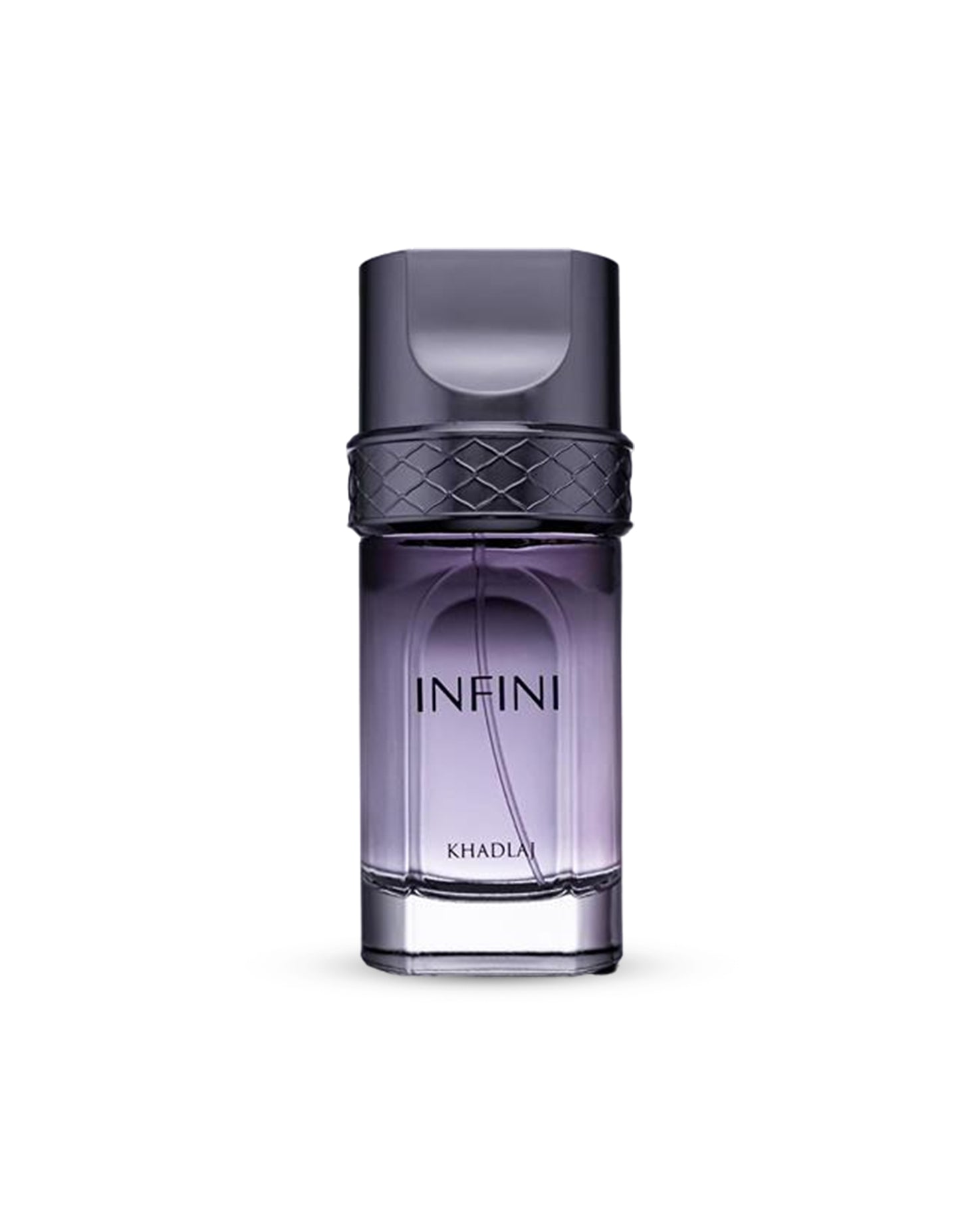 infini eau de parfum by khadlaj purple colour perfume bottle shows against white background