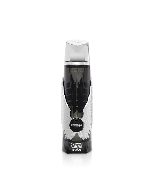 zimaya itqan noir Black hair removal device with silver top on a white background