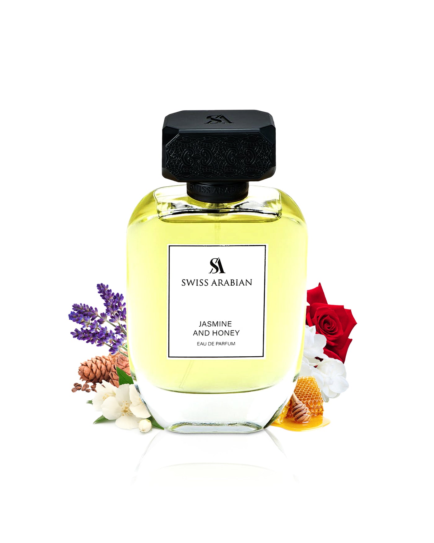Swiss Arabian Jasmine and Honey EDP bottle with jasmine and rose notes