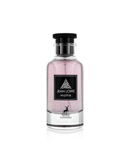 jean lowe maitre perfume bottle shows against white background 