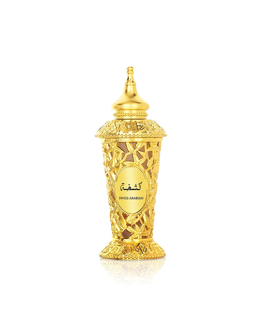 swiss arabian kashkha perfume oil bottle shows against white background