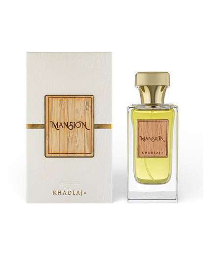 Khadlaj Mansion perfume bottle and packaging on a white background