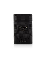 Black perfume bottle with 'Shiyaaka Shadow' and 'Khadlaj' branding on a white background