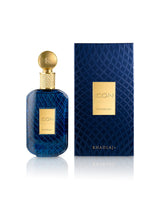khadlaj icon perfume bottle shows beside its packaging against white background 