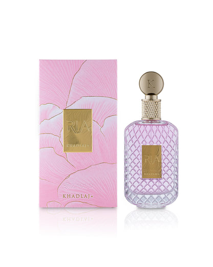 khadlaj ria perfume bottle shows beside packaging against white background